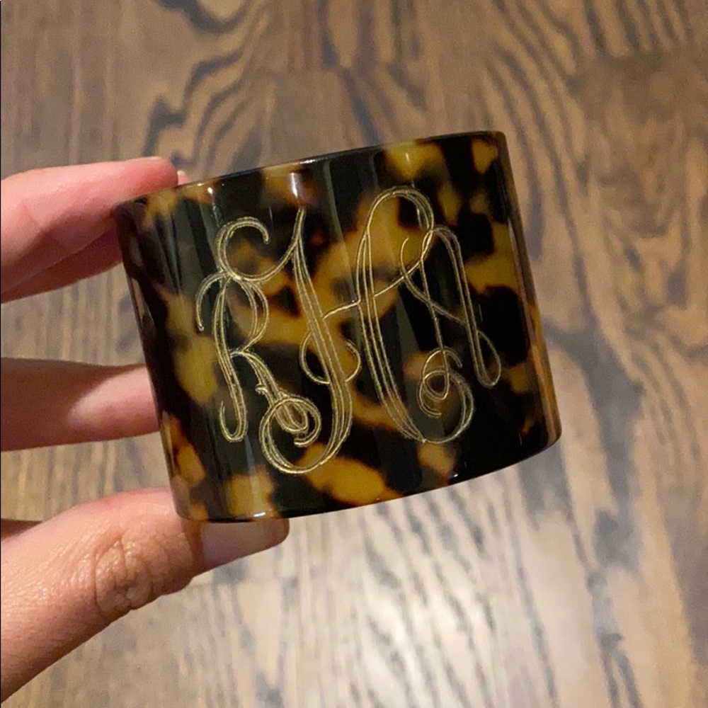 RAH monogrammed tortoise cuff bracelet